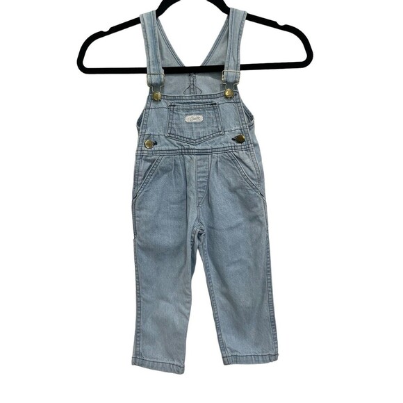 Vintage Cutecumber Bib Overalls Pale Pink Check Pleat Light Wash Toddler USA 2T - Picture 2 of 9